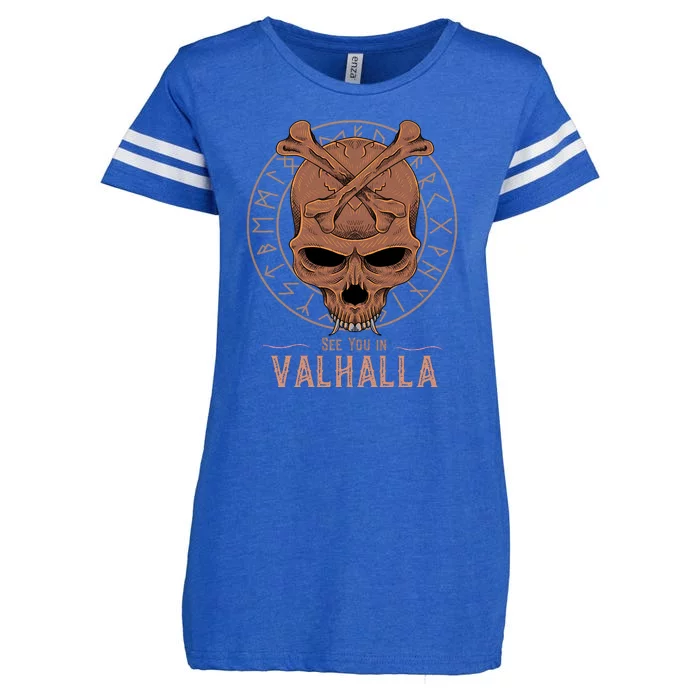 Norse Mythology Viking See You In Valhalla Enza Ladies Jersey Football T-Shirt