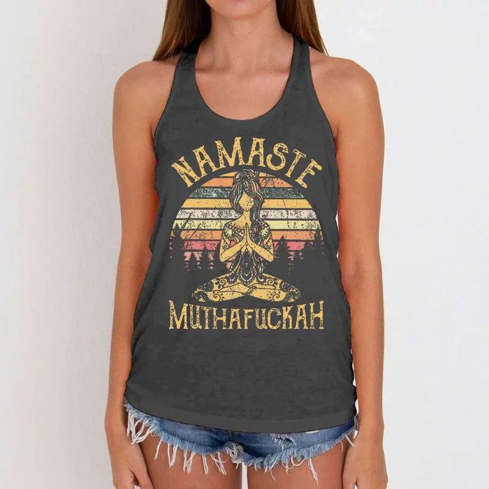 Namaste Muthafuckah Vintage Yoga Lover Gift Women's Knotted Racerback Tank