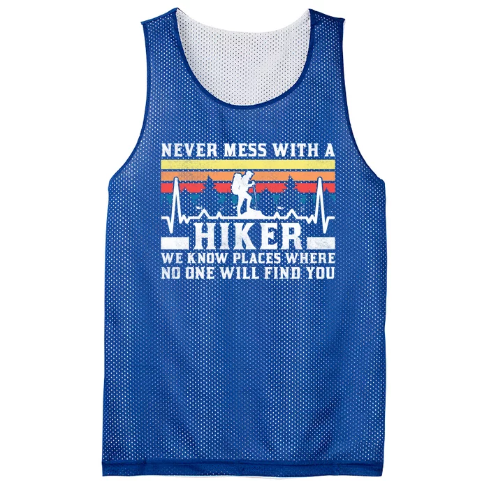 Never Mess With A Hiker Gift Mesh Reversible Basketball Jersey Tank