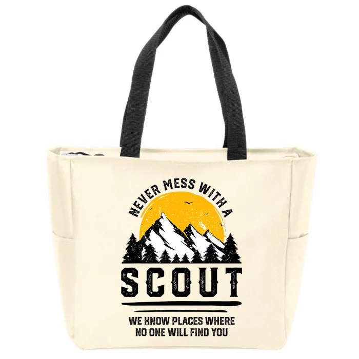 Never Mess With A Scout Funny Camping Proud Scout Scouting Zip Tote Bag