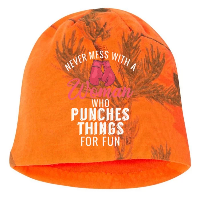 Never Mess With A Woman Who Punches Things For Fun Kati - Camo Knit Beanie