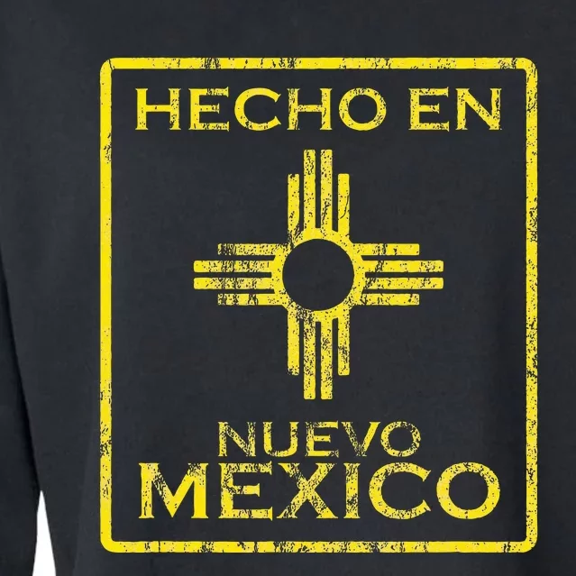 New Mexico Zia Symbol Distressed Hecho En New Mexico Cropped Pullover Crew