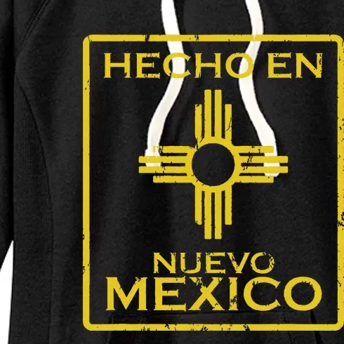 New Mexico Zia Symbol Distressed Hecho En New Mexico Women's Fleece Hoodie