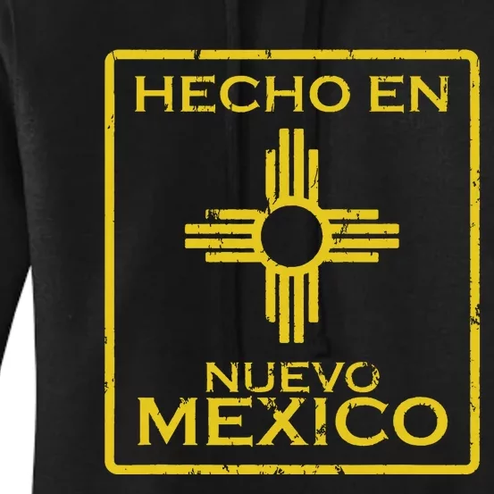 New Mexico Zia Symbol Distressed Hecho En New Mexico Women's Pullover Hoodie