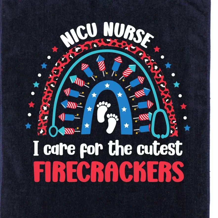 NICU Nurse 4th July I Care for the Cutest Firecrackers Platinum Collection Golf Towel