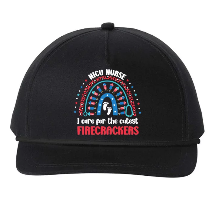 NICU Nurse 4th July I Care for the Cutest Firecrackers Snapback Five-Panel Rope Hat