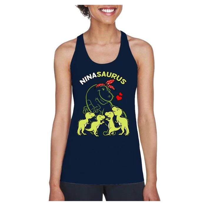 Ninasaurus Nina 4 Dinosaur Mother's Day Women's Racerback Tank