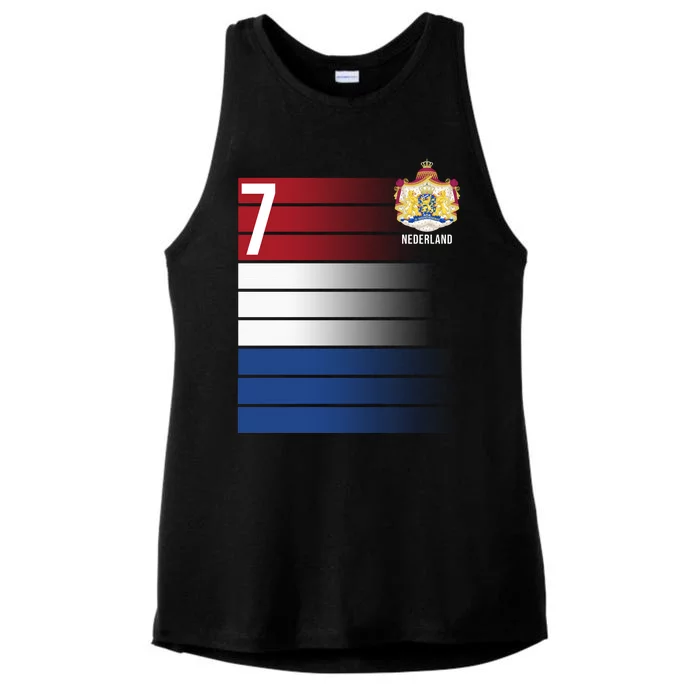 Nederland Number 7 Flag Logo Ladies Tri-Blend Wicking Tank