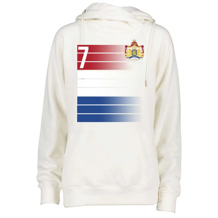 Nederland Number 7 Flag Logo Womens Funnel Neck Pullover Hood