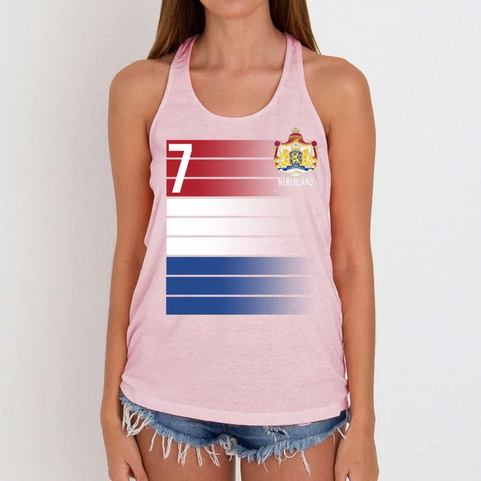 Nederland Number 7 Flag Logo Women's Knotted Racerback Tank