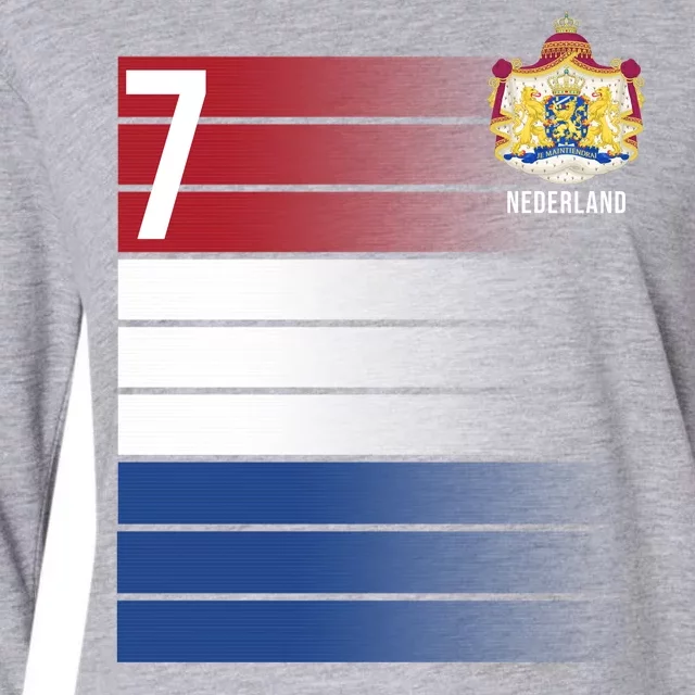 Nederland Number 7 Flag Logo Womens Cotton Relaxed Long Sleeve T-Shirt