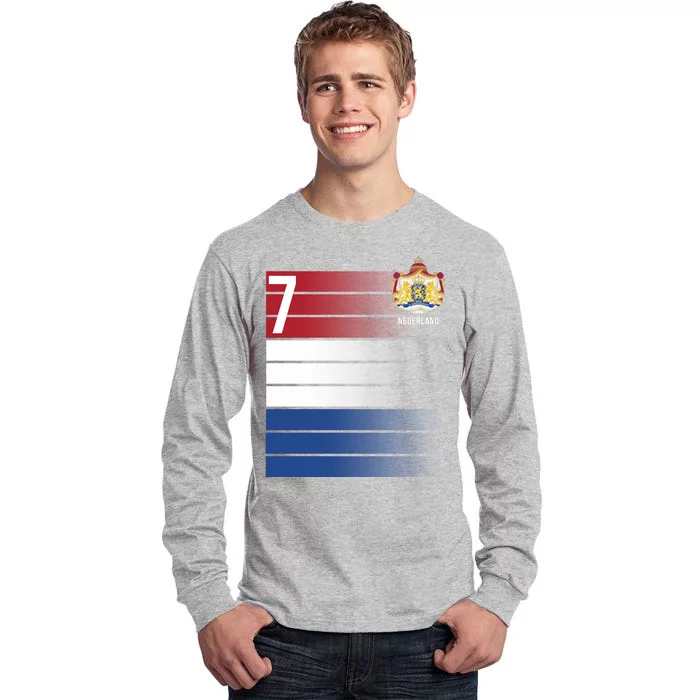 Nederland Number 7 Flag Logo Tall Long Sleeve T-Shirt