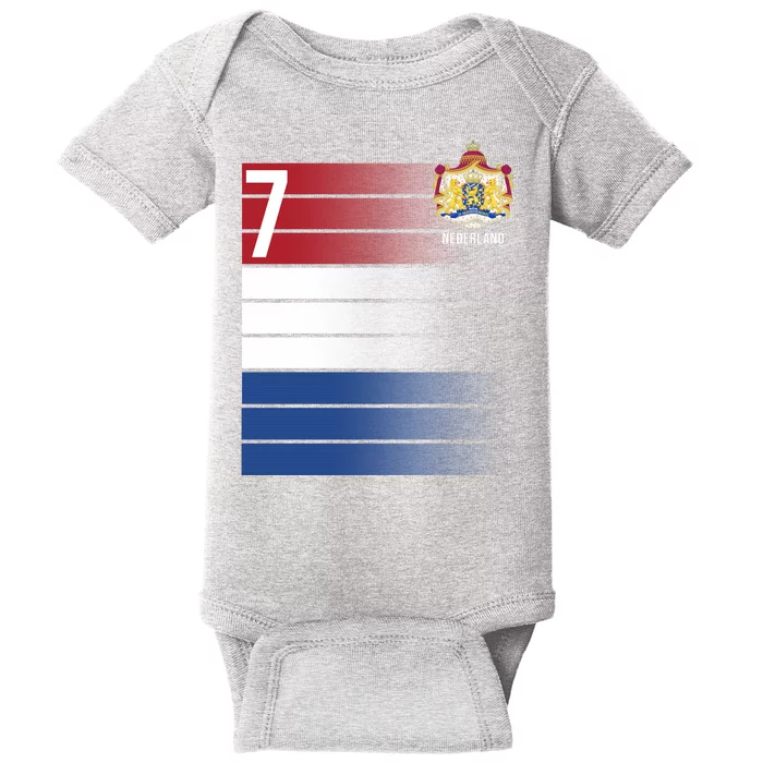 Nederland Number 7 Flag Logo Baby Bodysuit