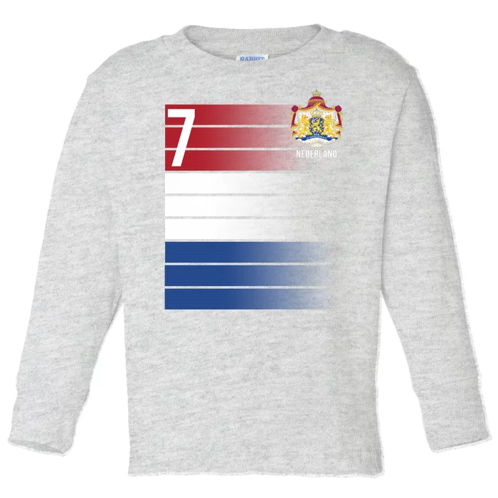 Nederland Number 7 Flag Logo Toddler Long Sleeve Shirt