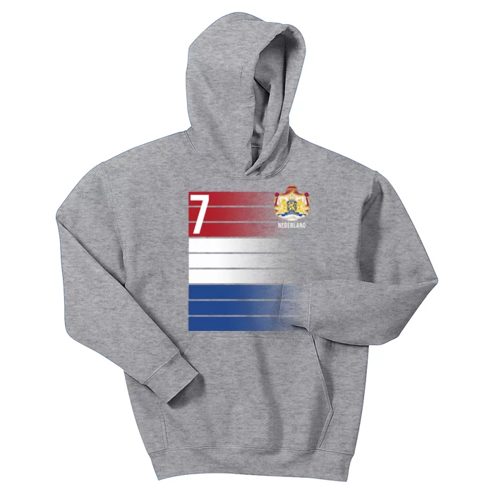 Nederland Number 7 Flag Logo Kids Hoodie