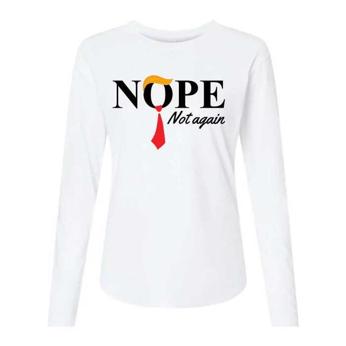 Nope Not Again Donald Trump Funny Womens Cotton Relaxed Long Sleeve T-Shirt