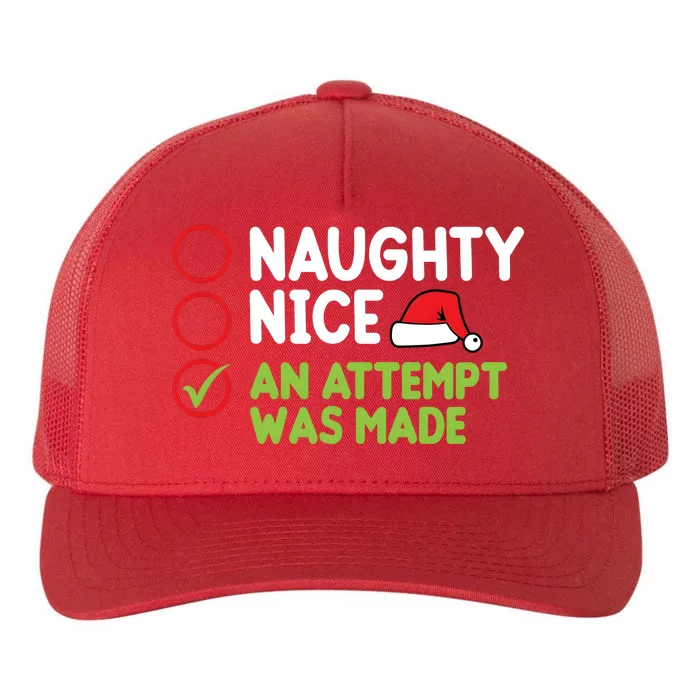 Naughty Nice An Attempt Was Made Funny Christmas Yupoong Adult 5-Panel Trucker Hat