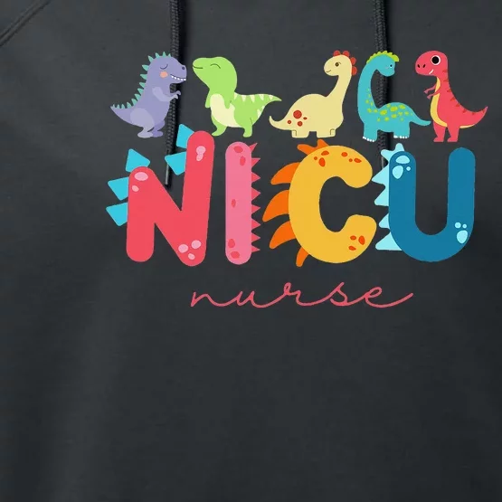 NICU Nurse Animal, Nurse Appreciation, Nicu Nurse Dinosaur Performance Fleece Hoodie