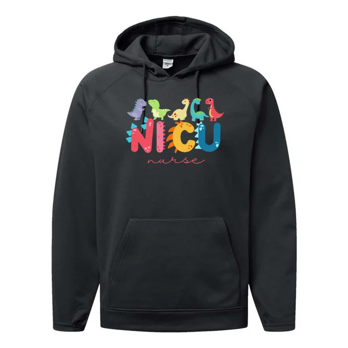 NICU Nurse Animal, Nurse Appreciation, Nicu Nurse Dinosaur Performance Fleece Hoodie