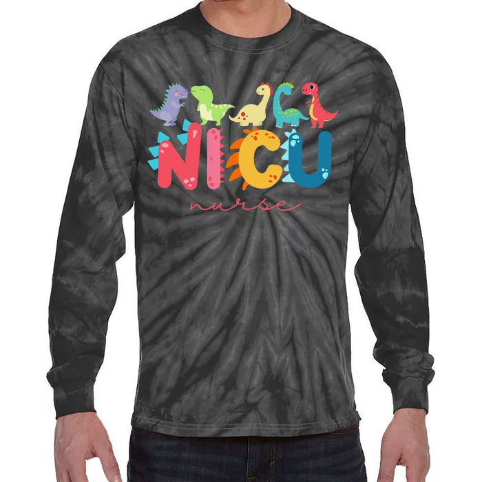 NICU Nurse Animal, Nurse Appreciation, Nicu Nurse Dinosaur Tie-Dye Long Sleeve Shirt