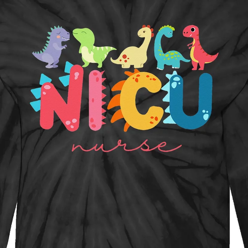 NICU Nurse Animal, Nurse Appreciation, Nicu Nurse Dinosaur Tie-Dye Long Sleeve Shirt