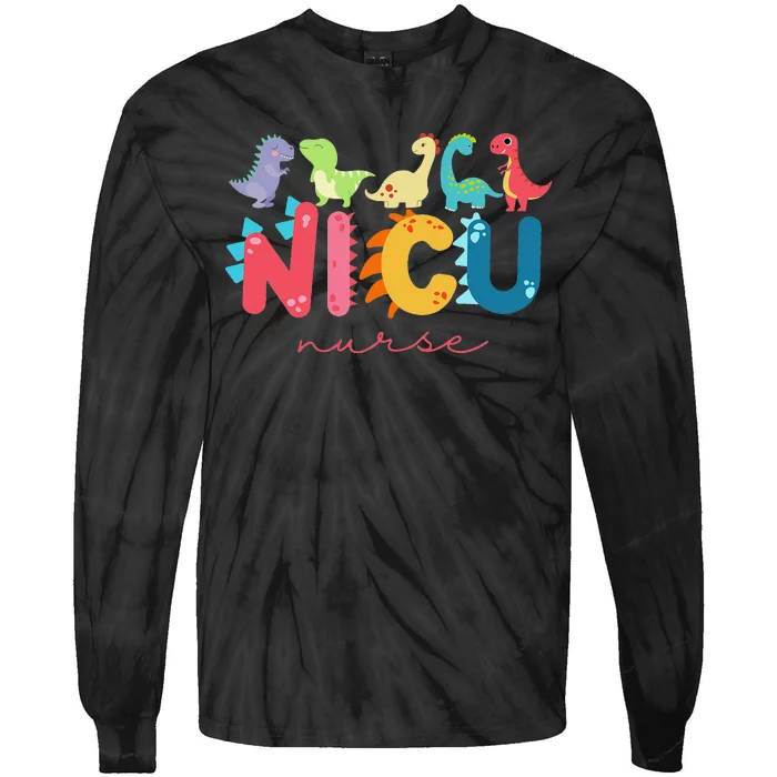 NICU Nurse Animal, Nurse Appreciation, Nicu Nurse Dinosaur Tie-Dye Long Sleeve Shirt