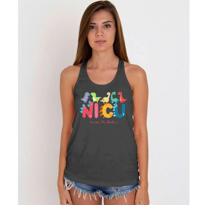 NICU Nurse Animal, Nurse Appreciation, Nicu Nurse Dinosaur Women's Knotted Racerback Tank