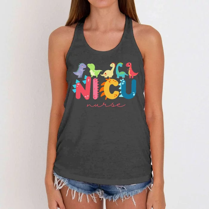 NICU Nurse Animal, Nurse Appreciation, Nicu Nurse Dinosaur Women's Knotted Racerback Tank