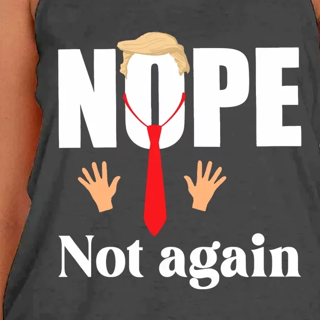 Nope Not Again Funny Trump Women's Knotted Racerback Tank