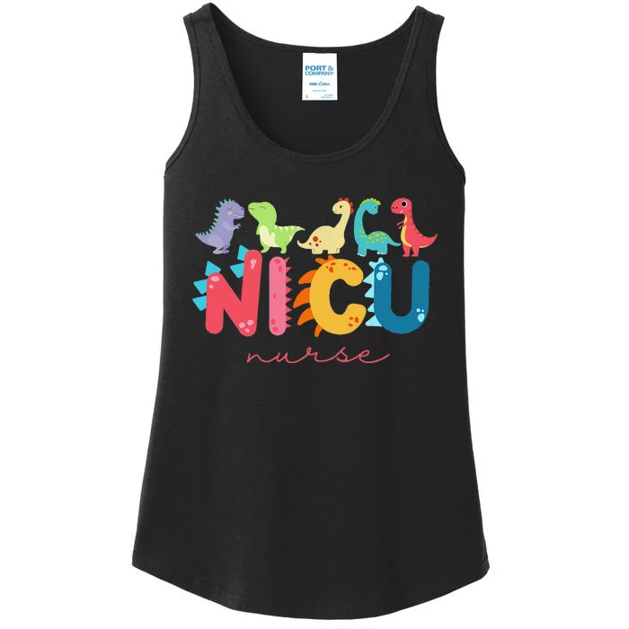 NICU Nurse Animal Nurse Appreciation Nicu Nurse Dinosaur Ladies Essential Tank