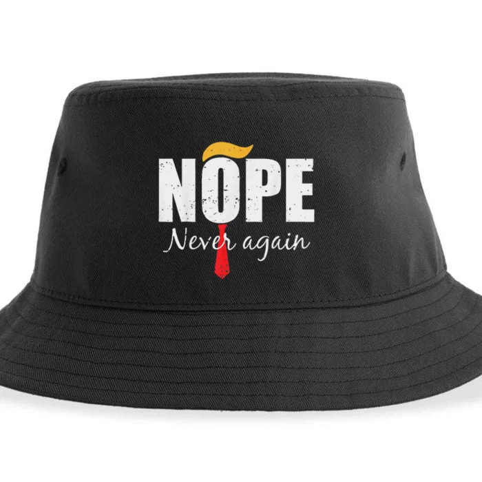 Nope Never Again Funny Trump Hair Sustainable Bucket Hat