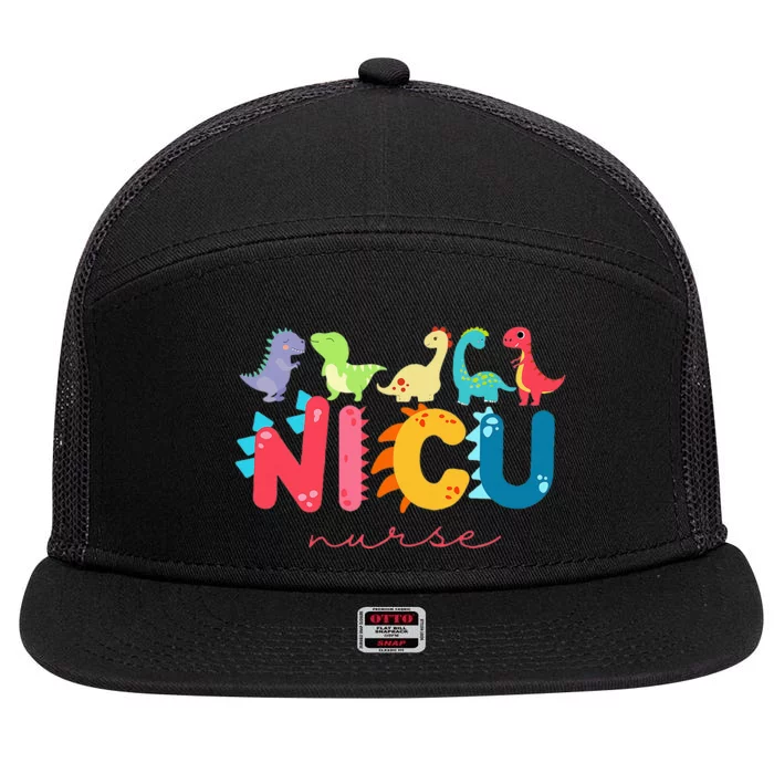 NICU Nurse Animal Nurse Appreciation Nicu Nurse Dinosaur 7 Panel Mesh Trucker Snapback Hat