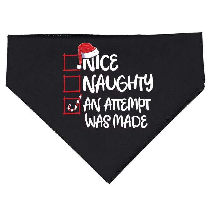 Nice Naughty An Attempt Was Made Christmas List USA-Made Doggie Bandana