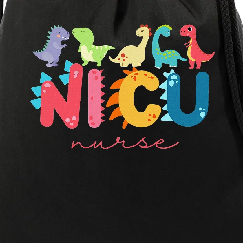 NICU Nurse Animal Nurse Appreciation Nicu Nurse Dinosaur Drawstring Bag