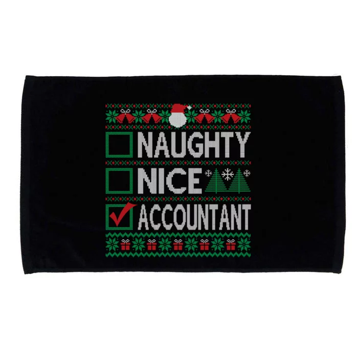 Naughty Nice Accountant Christmas List Ugly Sweater Party Gift Microfiber Hand Towel