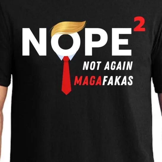 Nope Not Again Magafakas Antitrump 2024 Funny Political Gift Pajama Set