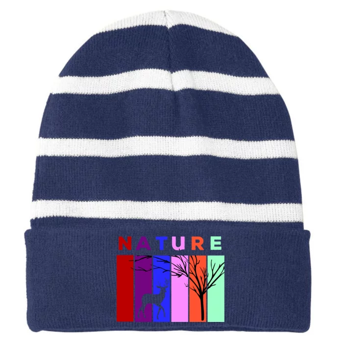 Nature Striped Beanie with Solid Band