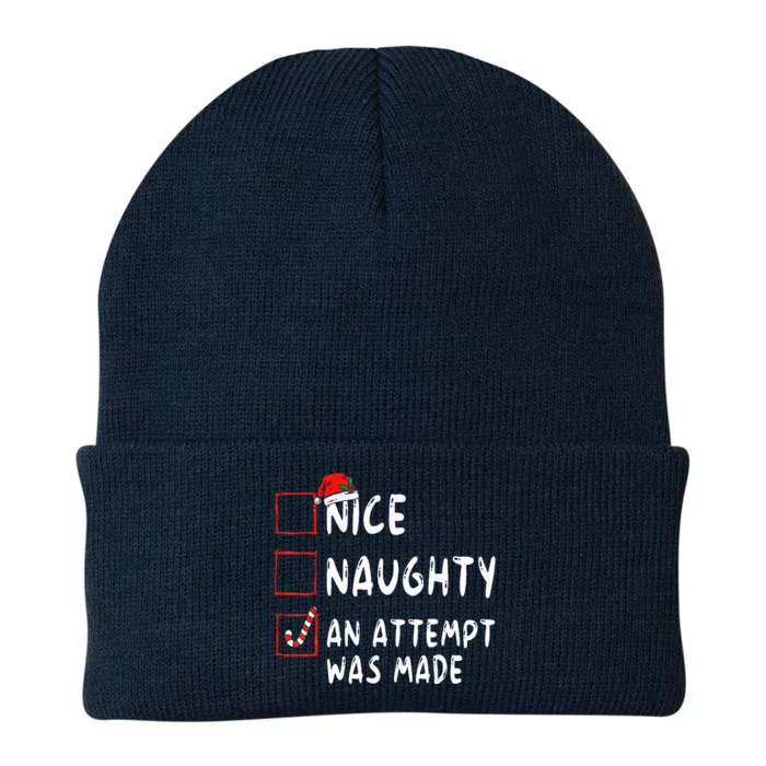 Nice Naughty An Attempt Was Made Christmas Knit Cap Winter Beanie