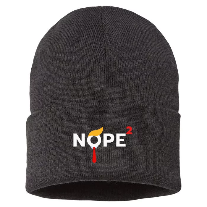 Nope Never Again Funny Trump Wig Political Costume Democrat Sustainable Knit Beanie