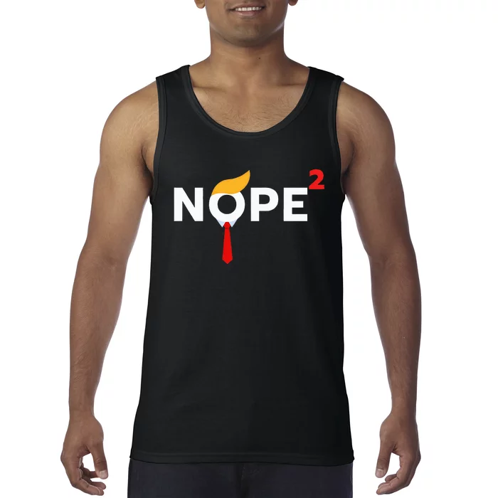 Nope Never Again Funny Trump Wig Political Costume Democrat Tank Top