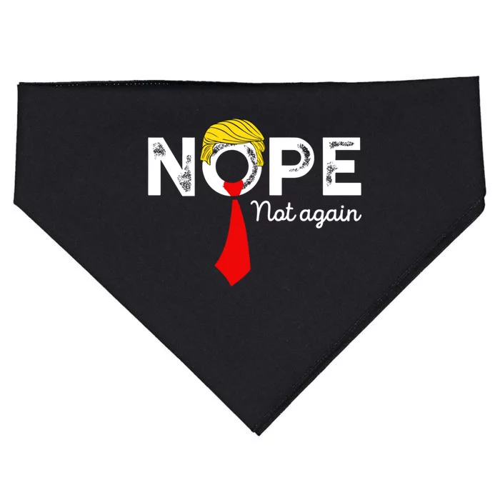 Nope Not Again Funny Trump Apparel Nope Not Again Trump USA-Made Doggie Bandana