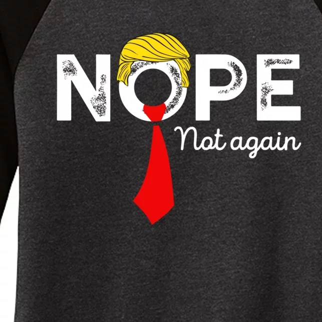 Nope Not Again Funny Trump Apparel Nope Not Again Trump Women's Tri-Blend 3/4-Sleeve Raglan Shirt