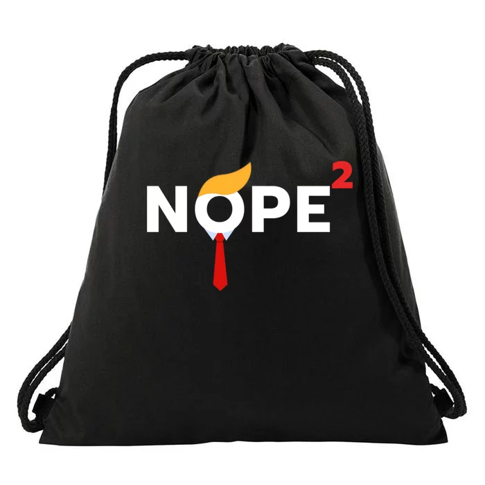 Nope Never Again Funny Trump Wig Political Costume Democrat Drawstring Bag