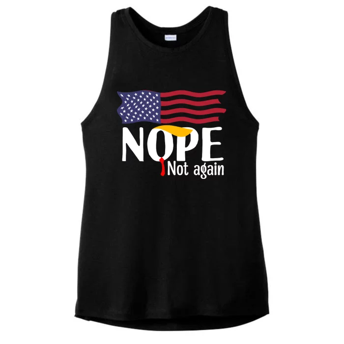 Nope Not Again Funny Trump Nope Not Again Trump Ladies Tri-Blend Wicking Tank