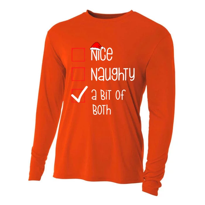 Nice Naughty A Bit Of Both Christmas List Xmas Santa Claus Gift Cooling Performance Long Sleeve Crew