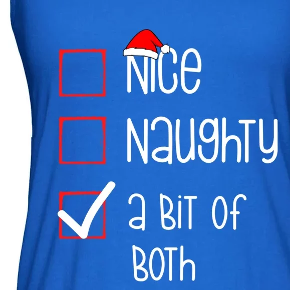 Nice Naughty A Bit Of Both Christmas List Xmas Santa Claus Gift Ladies Essential Flowy Tank