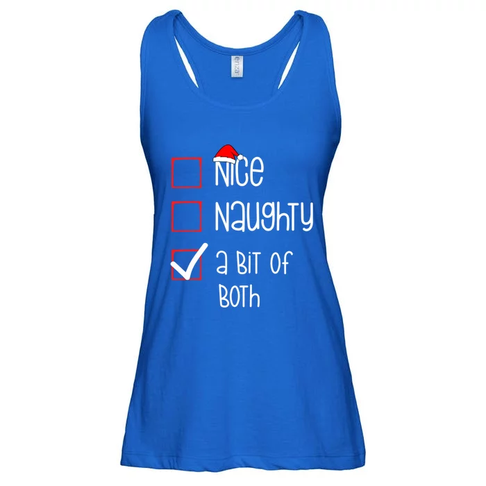 Nice Naughty A Bit Of Both Christmas List Xmas Santa Claus Gift Ladies Essential Flowy Tank