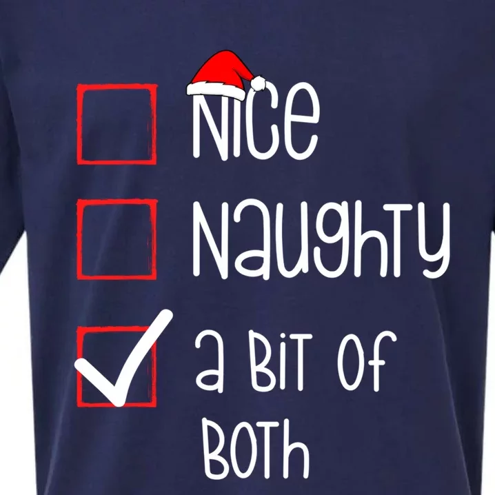 Nice Naughty A Bit Of Both Christmas List Xmas Santa Claus Gift Sueded Cloud Jersey T-Shirt