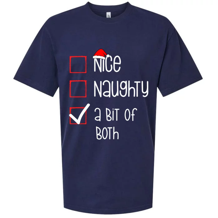 Nice Naughty A Bit Of Both Christmas List Xmas Santa Claus Gift Sueded Cloud Jersey T-Shirt