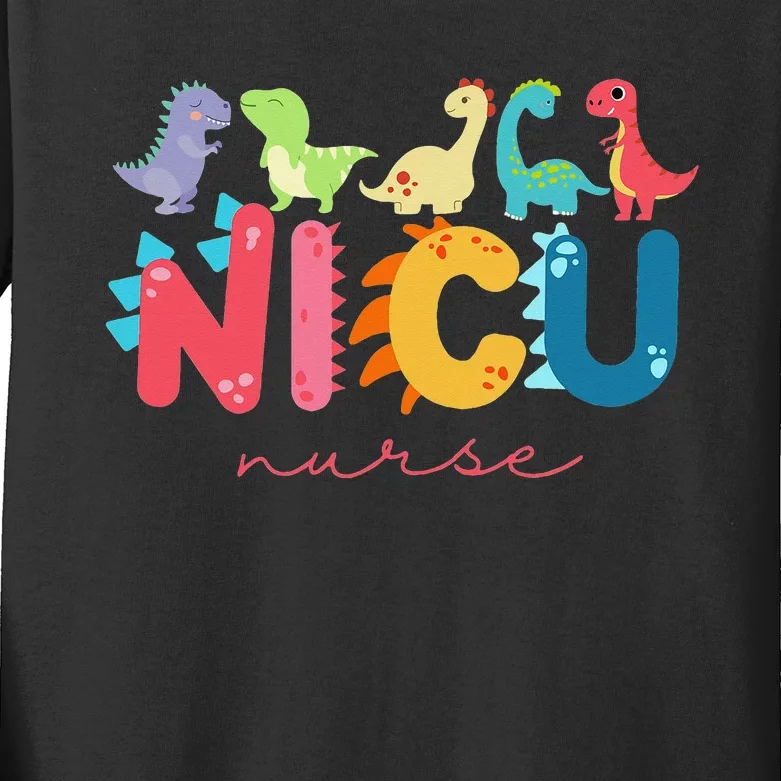 NICU Nurse Animal Nurse Appreciation Nicu Nurse Dinosaur Kids Long Sleeve Shirt